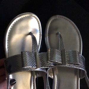 metallic silver sandals